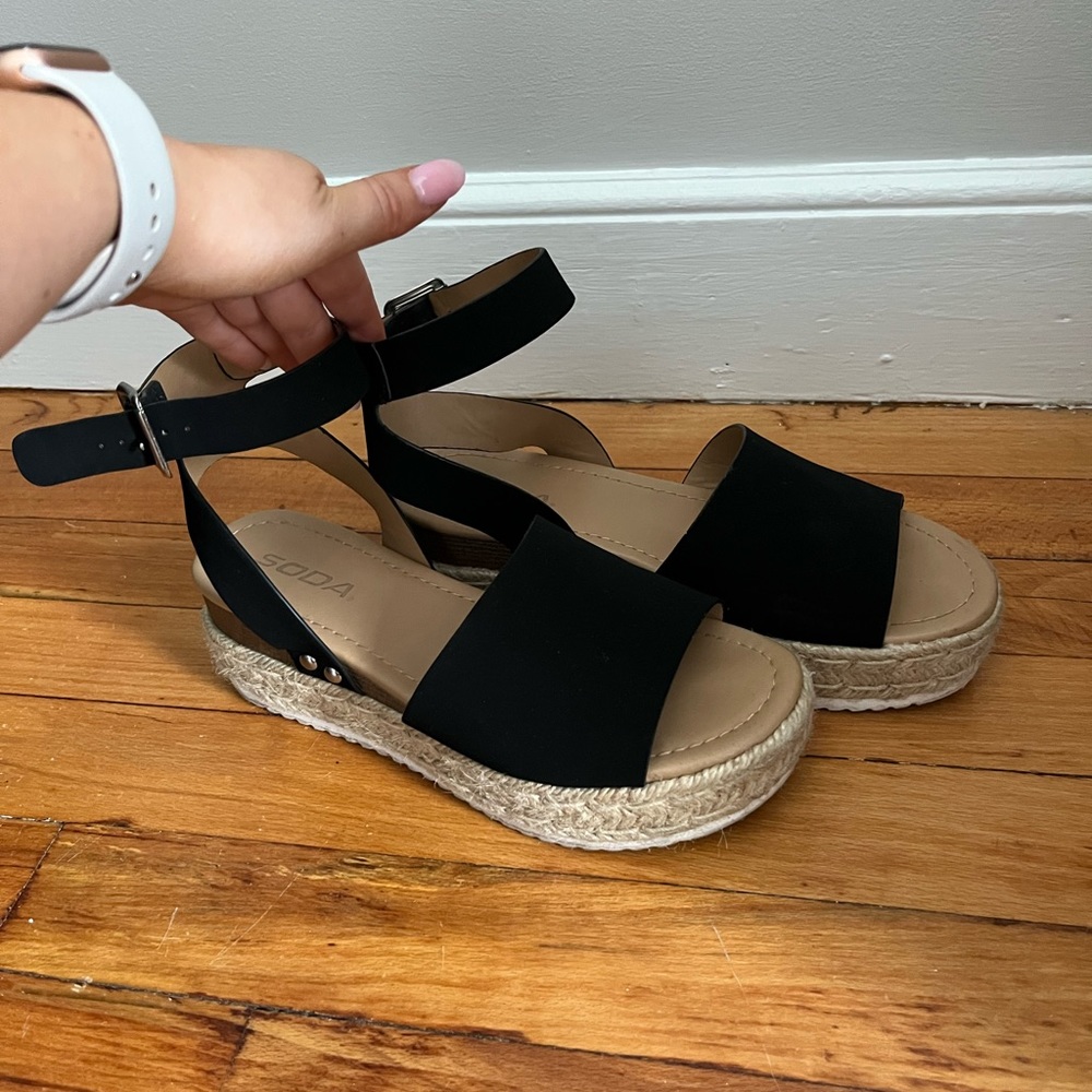 Size 6 Soda black platform sandals